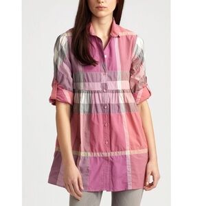 Burberry Brit Plaid Trench Coat in Pink and Purple